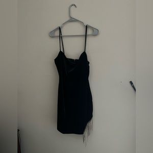 Windsor black velvet dress w/silver rhinestone tassle